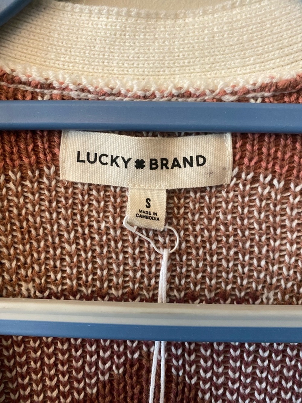 Lucky Brand Cream Cardigan with Brown & Rust Aztec Pattern 🆕 - Picture 4 of 11